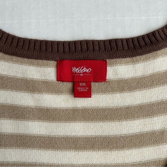 Vintage Mossimo Women’s Brown Cream Striped Sweater Vest Y2K XXL - Picture 7 of 10